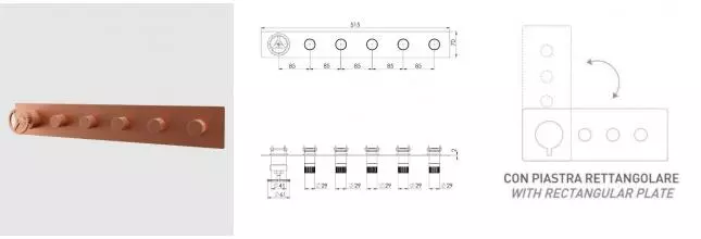 Смеситель для скрытого монтажа «Remer» Chrono CH98D5WBRP медь брашированная Смеситель для скрытого монтажа «Remer» Chrono CH98D5WBRP медь брашированная