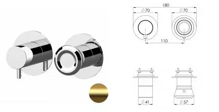 Смеситель для скрытого монтажа «Remer» Element ET92ZPWBBG золото брашированное