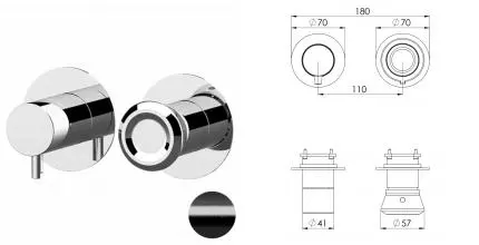 Смеситель для скрытого монтажа «Remer» Element ET92ZPWBCFP чёрный брашированный хром
