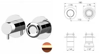 Смеситель для скрытого монтажа «Remer» Element ET92ZPWBRP медь брашированная