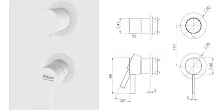 Смеситель для скрытого монтажа «Remer» Metrica MC92PWBBO белый матовый