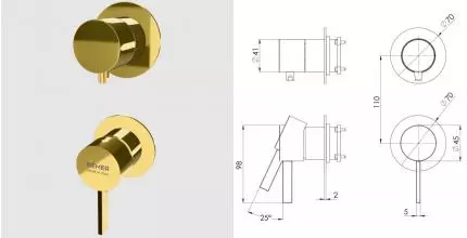 Смеситель для скрытого монтажа «Remer» Metrica MC92PWBDO золото глянцевое