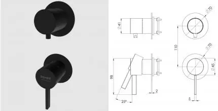 Смеситель для скрытого монтажа «Remer» Metrica MC92PWBNO черный матовый
