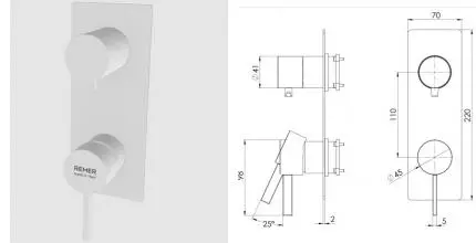 Смеситель для скрытого монтажа «Remer» Metrica MC92WBBO белый матовый