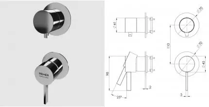 Смеситель для скрытого монтажа «Remer» Metrica MC93PWB хром
