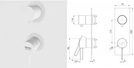 Смеситель для скрытого монтажа «Remer» Metrica MC93PWBBO белый матовый