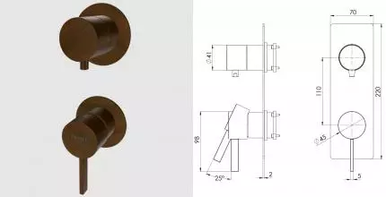 Смеситель для скрытого монтажа «Remer» Metrica MC93PWBBR бронза масляная Смеситель для скрытого монтажа «Remer» Metrica MC93PWBBR бронза масляная