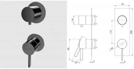 Смеситель для скрытого монтажа «Remer» Metrica MC93PWBCFP черный брашированный хром