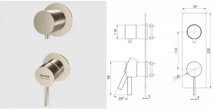 Смеситель для скрытого монтажа «Remer» Metrica MC93PWBXV сталь