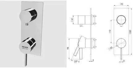 Смеситель для скрытого монтажа «Remer» Metrica MC93WB хром