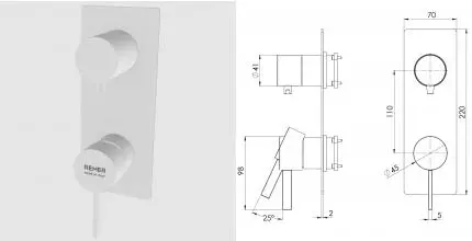 Смеситель для скрытого монтажа «Remer» Metrica MC93WBBO белый матовый