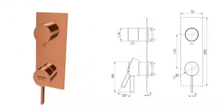 Смеситель для душа REMER Metrica MC93WBRP, медь брашированная, шт MC93WBRP · Metrica, Remer, MC93WBRP