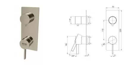 Смеситель для душа REMER Metrica MC93WBXV, сталь, шт MC93WBXV · Metrica, Remer, MC93WBXV