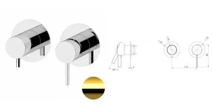 Смеситель для скрытого монтажа «Remer» Metrica MC93ZPWBDO золото глянцевое