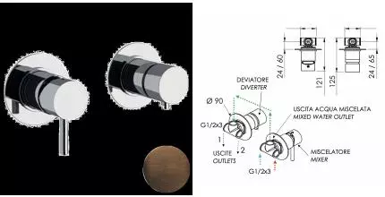 Смеситель для скрытого монтажа «Remer» X-style X96BR бронза масляная Смеситель для скрытого монтажа «Remer» X-style X96BR бронза масляная