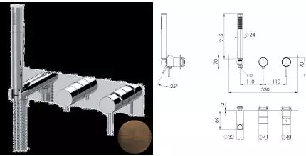 Смеситель для скрытого монтажа «Remer» X-style X97D2WBBR бронза масляная Смеситель для скрытого монтажа «Remer» X-style X97D2WBBR бронза масляная