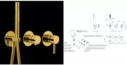 Смеситель для скрытого монтажа «Remer» X-style X97D3PWBDO золото глянцевое