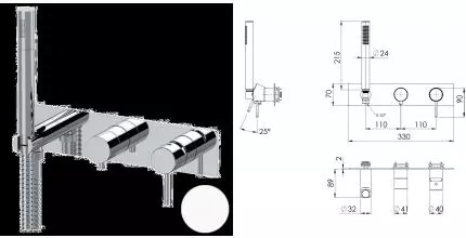 Смеситель для скрытого монтажа «Remer» X-style X97D3WBBO белый матовый