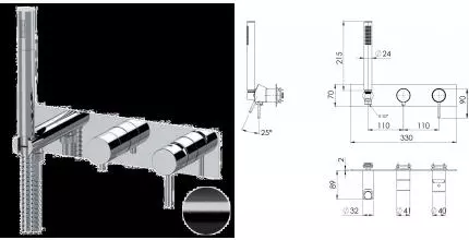 Смеситель для скрытого монтажа «Remer» X-style X97D3WBCFP чёрный брашированный хром