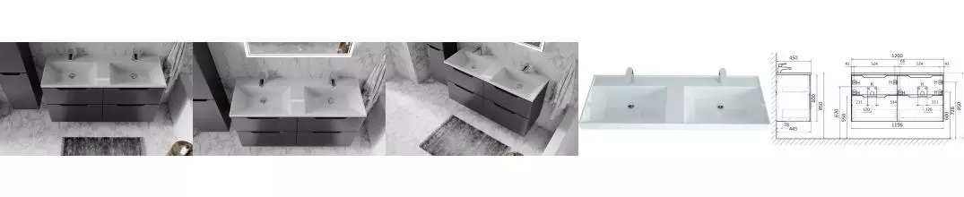 Тумба с раковиной «Raval» Wector 120 (Classica 120) подвесная антрацит