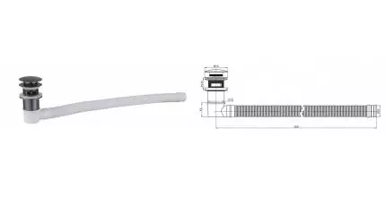 Слив-перелив для ванны «Belbagno» BB39-OVF-GM для BB03/BB09 оружейная сталь