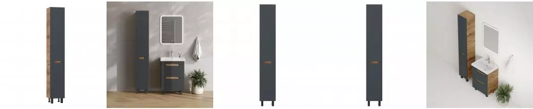 Пенал Айленд 30 напольный, графит/дуб крафт золотой · Onika, 403084