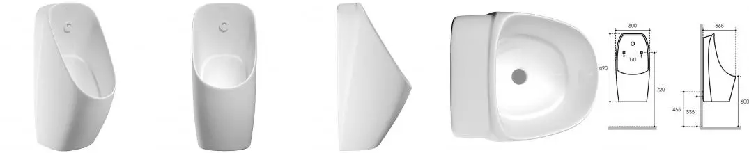 AQD PRO Писсуар с автоматическим смывом, белый глянцевый PRO0210 · Pro, Aqueduto, PRO0210