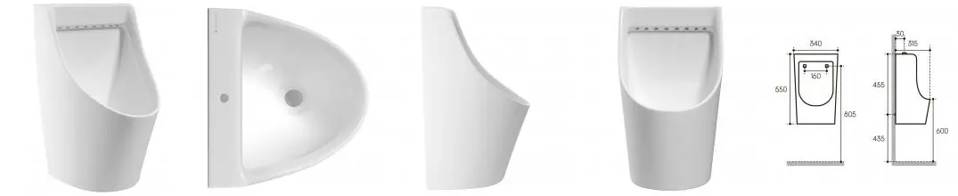 AQD PRO Писсуар с механическим смывом, белый глянцевый PRO0110 · Pro, Aqueduto, PRO0110