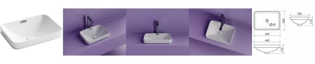 Раковина «Ceramica Nova» Element CN6078 46/33 фарфоровая белая Раковина «Ceramica Nova» Element CN6078 46/33 фарфоровая белая