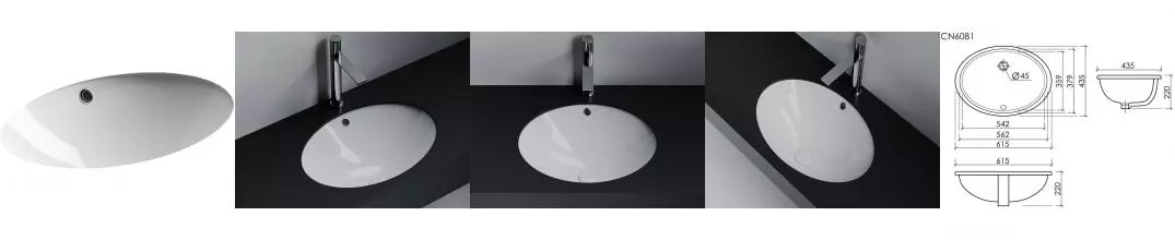 Раковина «Ceramica Nova» Era CN6081 62/44 фарфоровая белая Раковина «Ceramica Nova» Era CN6081 62/44 фарфоровая белая