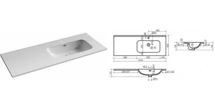 Раковина «Ceramica Nova» Element CN7006R 121/47 фарфоровая белая правая