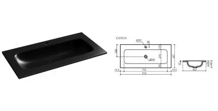 Раковина «Ceramica Nova» Grace CN7019MB 91/46 фарфоровая чёрная матовая Раковина «Ceramica Nova» Grace CN7019MB 91/46 фарфоровая чёрная матовая