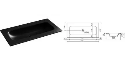 Раковина «Ceramica Nova» Grace CN7019MBwx 91/46 фарфоровая чёрная матовая Раковина «Ceramica Nova» Grace CN7019MBwx 91/46 фарфоровая чёрная матовая
