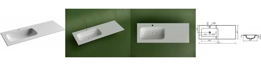 Раковина «Ceramica Nova» Grace CN7020 121/46 фарфоровая белая левая