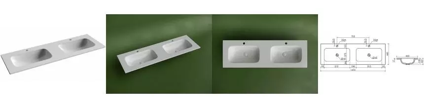 Раковина двойная «Ceramica Nova» Grace CN7022 141/46 фарфоровая белая Раковина двойная «Ceramica Nova» Grace CN7022 141/46 фарфоровая белая