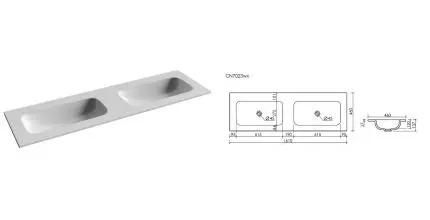 Раковина двойная «Ceramica Nova» Grace CN7023wx 161/46 фарфоровая белая Раковина двойная «Ceramica Nova» Grace CN7023wx 161/46 фарфоровая белая