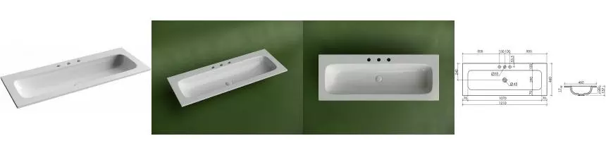 Раковина «Ceramica Nova» Grace CN7024 121/46 фарфоровая белая