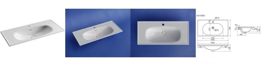 Раковина «Ceramica Nova» Sabo CN13003 100/46 фарфоровая белая Раковина «Ceramica Nova» Sabo CN13003 100/46 фарфоровая белая