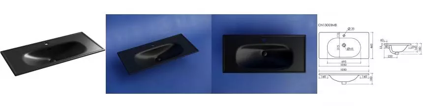 Раковина «Ceramica Nova» Sabo CN13003MB 100/46 фарфоровая чёрная матовая Раковина «Ceramica Nova» Sabo CN13003MB 100/46 фарфоровая чёрная матовая