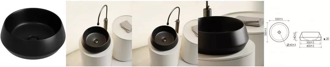 Раковина «Ceramica Nova» Maya CN12004MB 40/40 фарфоровая чёрная матовая Раковина «Ceramica Nova» Maya CN12004MB 40/40 фарфоровая чёрная матовая