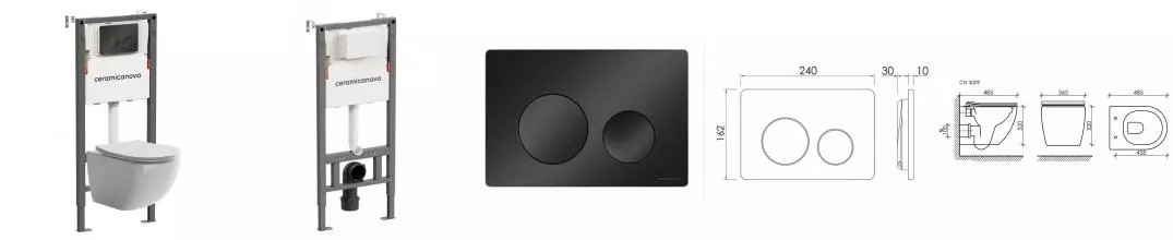 Комплект инсталляция с унитазом, крышкой и кнопкой смыва «Ceramica Nova» Forma CN3009_121001MB безободковый белый Комплект инсталляция с унитазом, крышкой и кнопкой смыва «Ceramica Nova» Forma CN3009_121001MB безободковый белый
