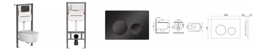 Комплект инсталляция с унитазом, крышкой и кнопкой смыва «Ceramica Nova» New Day CN3005_121001MB безободковый белый Комплект инсталляция с унитазом, крышкой и кнопкой смыва «Ceramica Nova» New Day CN3005_121001MB безободковый белый