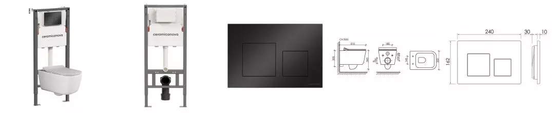 Комплект инсталляция с унитазом, крышкой и кнопкой смыва «Ceramica Nova» New Day CN3005_121002MB безободковый белый Комплект инсталляция с унитазом, крышкой и кнопкой смыва «Ceramica Nova» New Day CN3005_121002MB безободковый белый