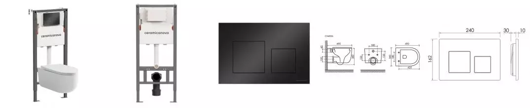 Комплект инсталляция с унитазом, крышкой и кнопкой смыва «Ceramica Nova» Ulma CN4006_121002MB безободковый белый