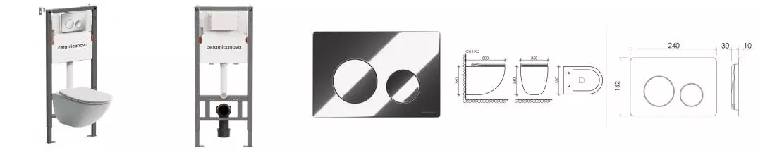 Комплект инсталляция с унитазом, крышкой и кнопкой смыва «Ceramica Nova» Mono CN1905_121001CH безободковый белый