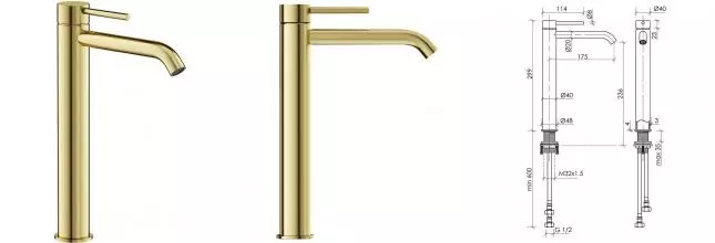 Смеситель для раковины «Sancos» Etna SC9002BG брашированное золото