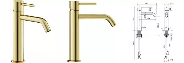 Смеситель для раковины «Sancos» Etna SC9003BG брашированное золото