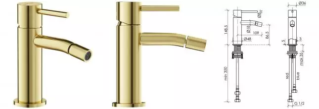 Смеситель для биде «Sancos» Etna SC9005BG брашированное золото