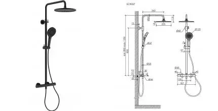 Душевая система «Sancos» Etna SC9007MB с термостатом чёрная матовая