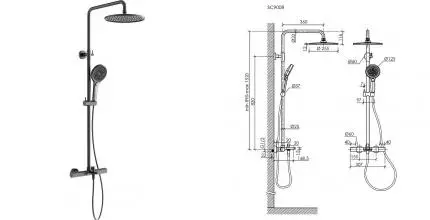 Душевая система «Sancos» Etna SC9008GG с термостатом вороненая сталь
